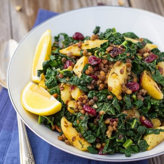Warm Lentil, Kale & Potato Salad