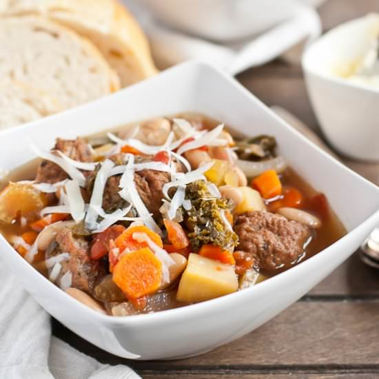 Slow Cooker Meatball Minestrone