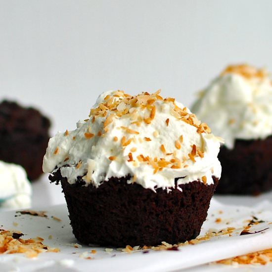 Double chocolate coconut cupcakes
