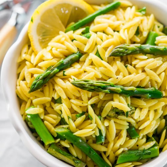 Lemon Orzo with Asparagus