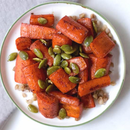 Roasted Maple Carrots w/ Pepitas