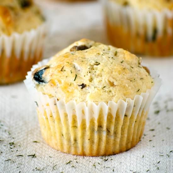 Cheesy Mushroom Herb Muffins