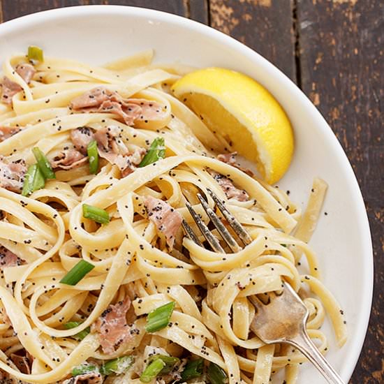 Poppy Seed Prosciutto Lemon Pasta
