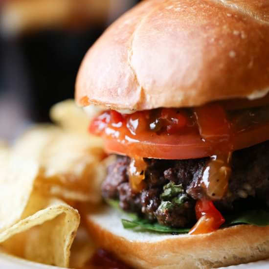 Garlic & Pepper Feta Hamburger