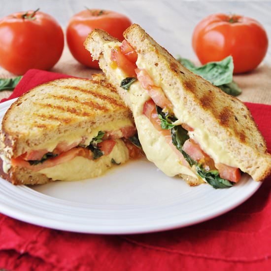 Vegan Tomato Basil Grilled Cheese