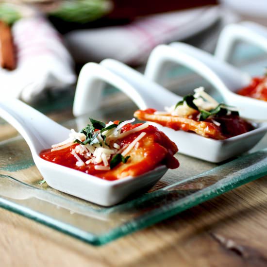 Mushroom Ravioli in Tomato Sauce