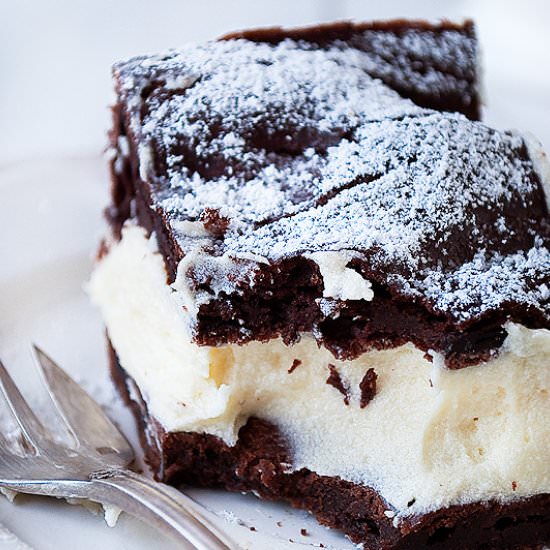 Chocolate puffs cake with custard