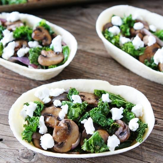 Roasted Mushroom, Kale, Cheese Taco