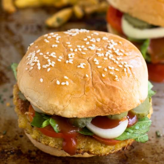 Feta Stuffed Quinoa Burgers