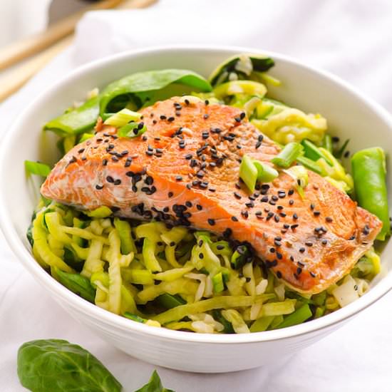 Salmon Zucchini Noodle Bowls