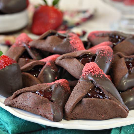 Chocolate Strawberry Hamantashen