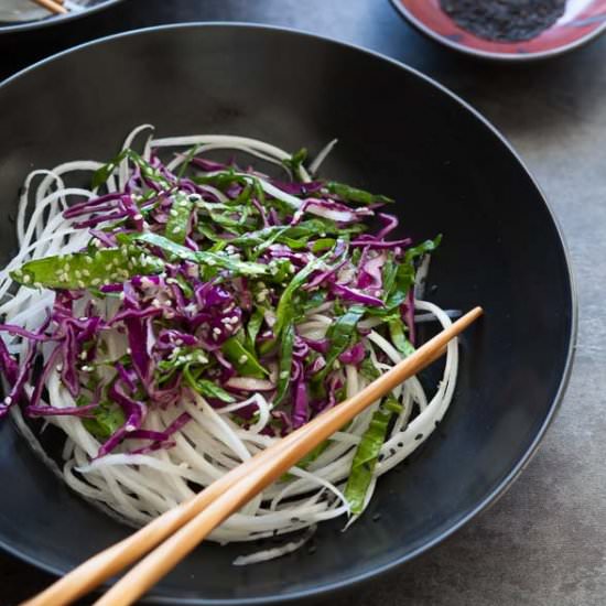 Daikon Noodles with Cabbage Slaw