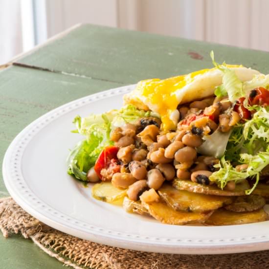 Bean Ragout, Frisée and an Egg