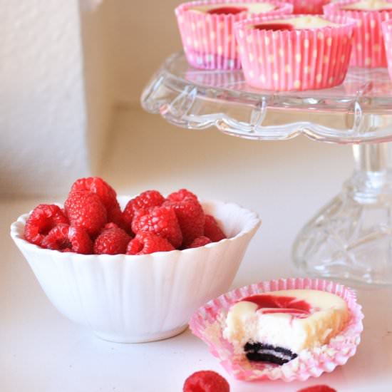 Oreo-Bottom Raspberry Cheesecakes
