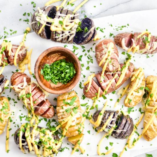 Baby Fingerling Hasselback Potatoes