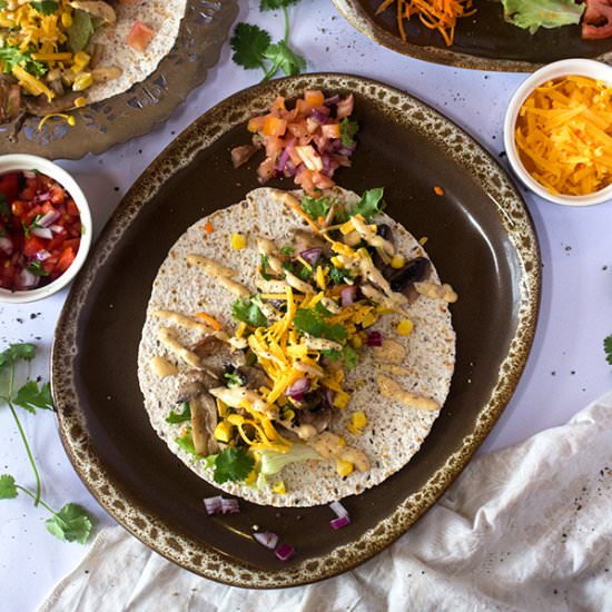 Mushroom, Cheddar & Corn Wraps