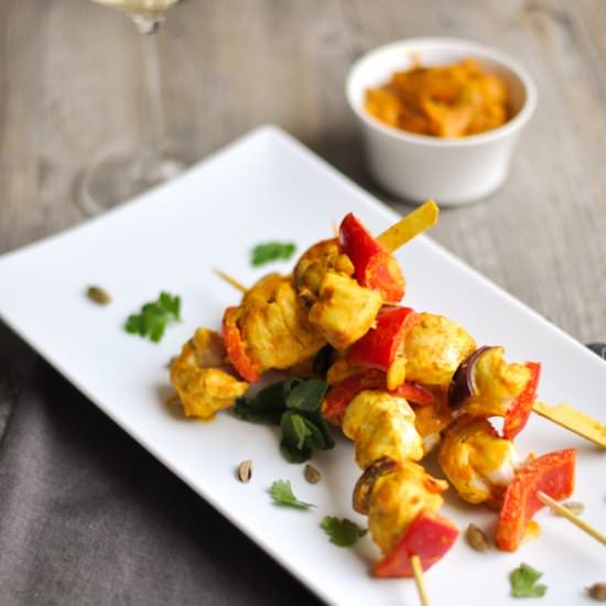 Curry Chicken Skewers & Chutney