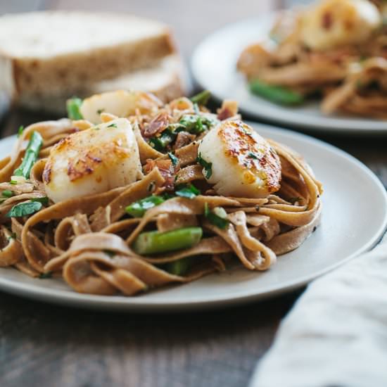 Pasta with Scallops and Prosciutto