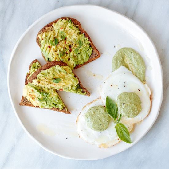 Pesto Green Eggs & Avocado Toast