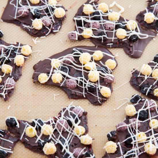 Swirled Berry Vanilla Puffs Bark