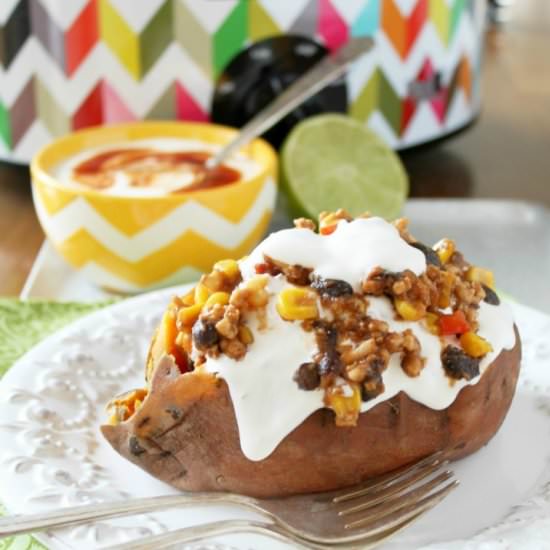 Slow Cooker Stuffed Sweet Potatoes