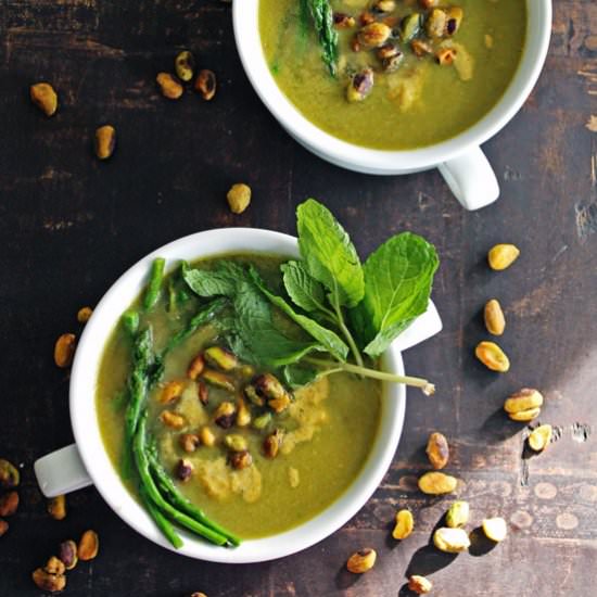 Asparagus Soup with Pistachio Cream