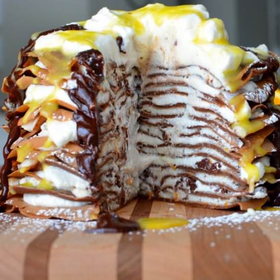 Orange Chocolate Cannoli Crepe Cake
