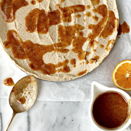 Chai Cheesecake with Earl Grey and Date Sauce