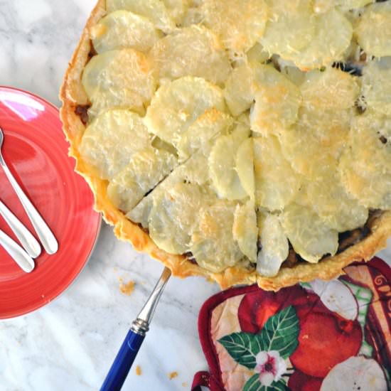 Tart Mushrooms, Sausage, Potatoes