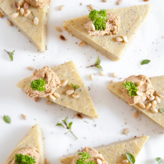 Herbal Polenta Cakes with Hummus