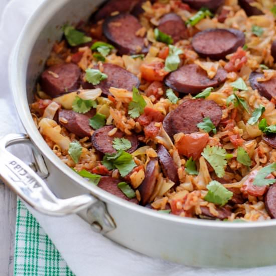 One Pan Cabbage and Sausage Skillet