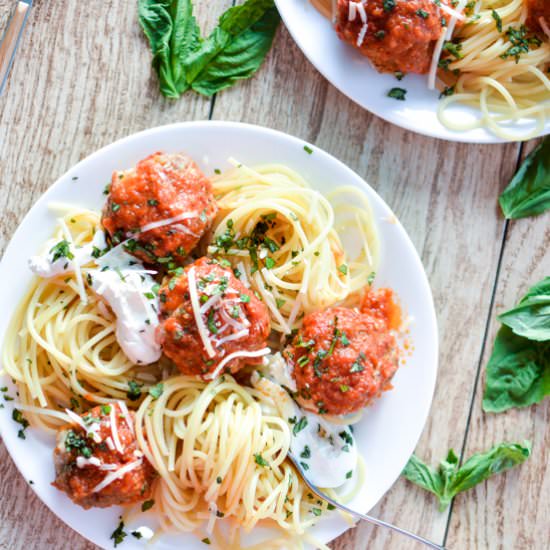 Spaghetti and Mozzarella Meatballs
