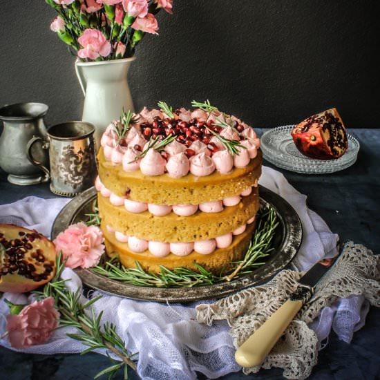Rhubarb And Pomegranate Cake