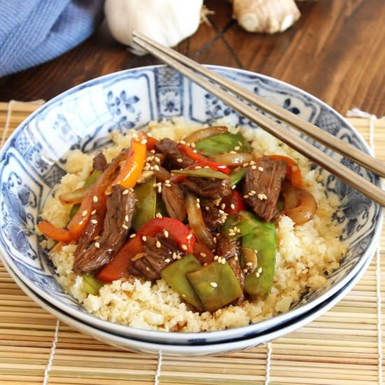 Stir-Fried Beef and Cauliflower Rice