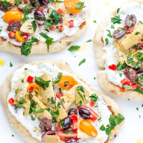 No-Bake Mediterranean Pizza