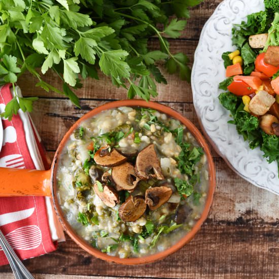 Mock Mushroom Barley Soup