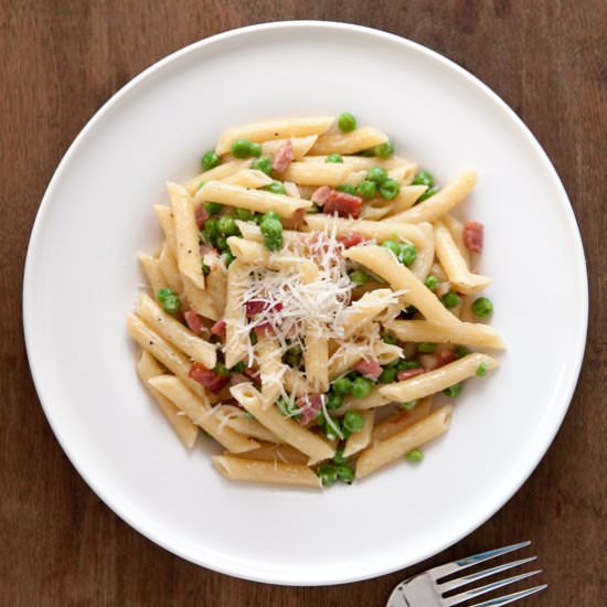 Pasta with Speck and Peas
