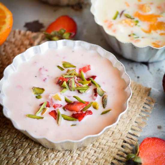 Indian Strawberry & orange pudding