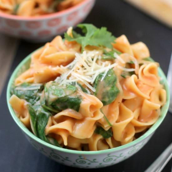 One Pot Creamy Spinach Noodles