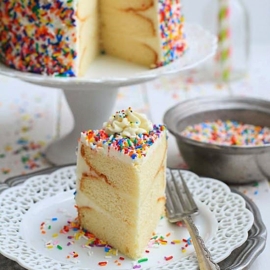 Fluffy Vanilla Birthday Cake