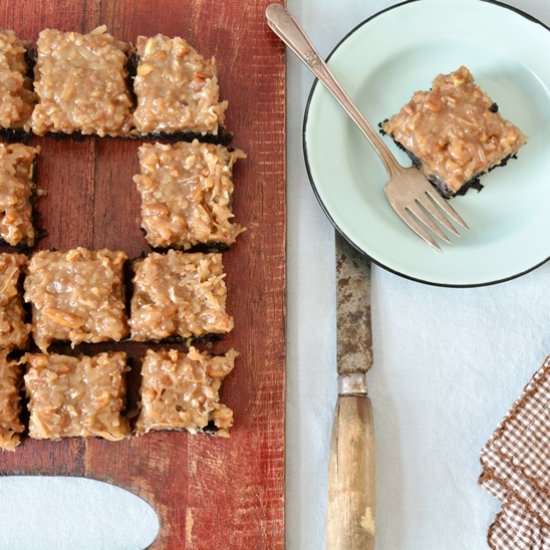 German Chocolate Bourbon Brownies