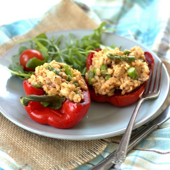 Vegan Risotto Stuffed Peppers