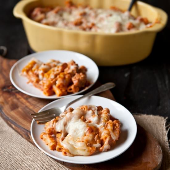 Cream Cheese Sausage Baked Ziti
