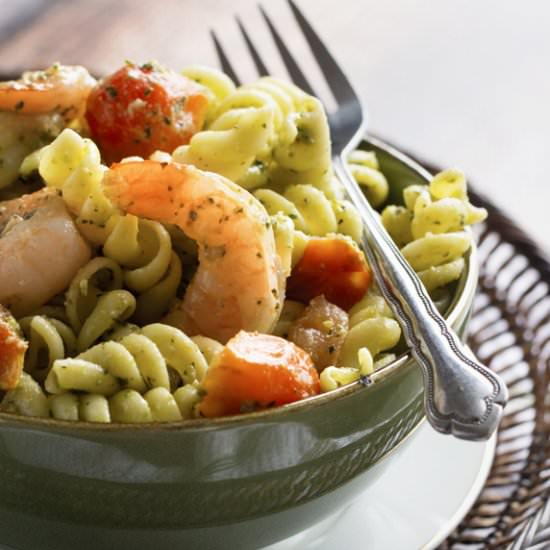 Shrimp & Tomato Pesto Pasta