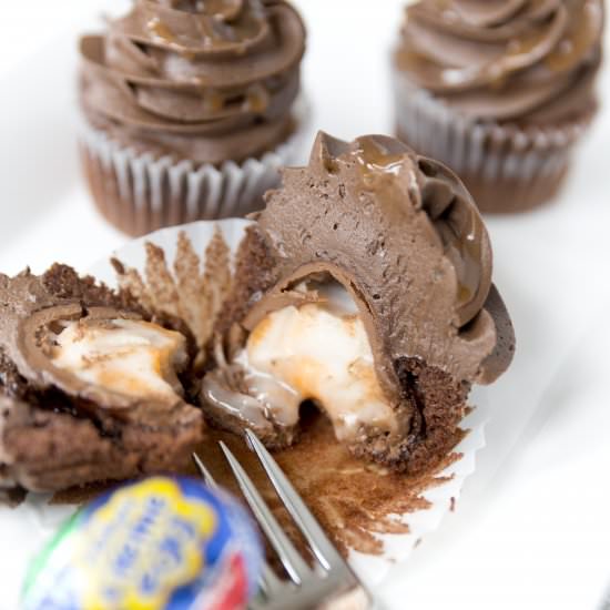 Chocolate Cadbury Egg Cupcakes