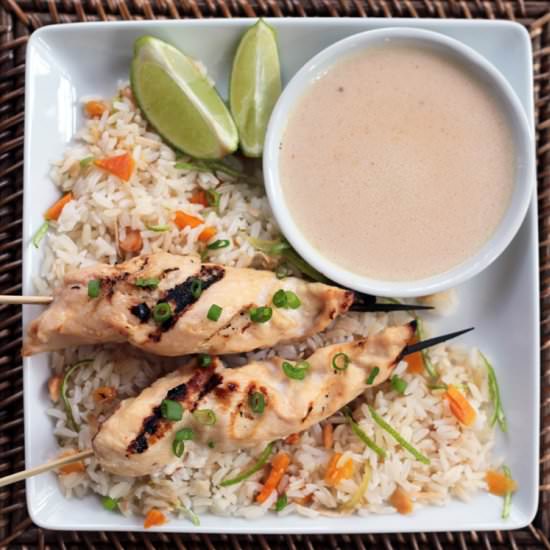 Chicken Satay with Jasmine Rice