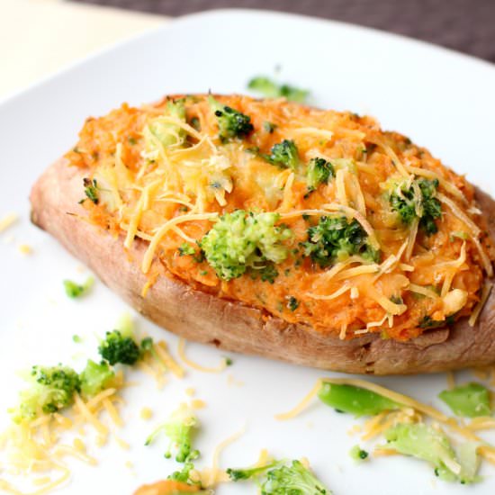 Broccoli Cheese Sweet Potatoes