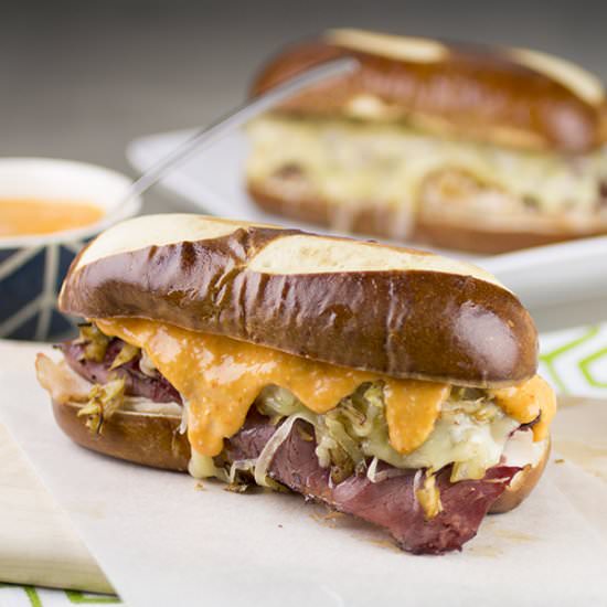 Turkey-Pastrami Reuben Sandwich