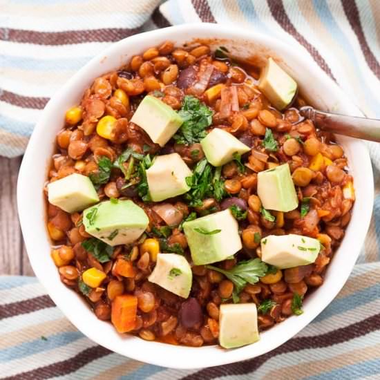 Lentil black bean chili