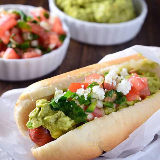 Bacon Wrapped Guacamole Hot Dogs
